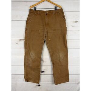 Carhartt Pants Mens 38x32 Brown Double Knee Work Duck Dungaree B01 BRN